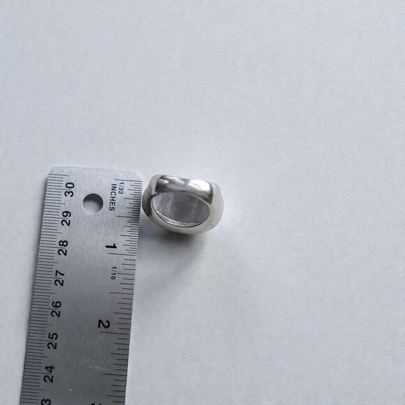 Vintage 925 Silver Abalone CZ Ring Chunky Statement Cocktail Large Unique - Picture 9 of 11